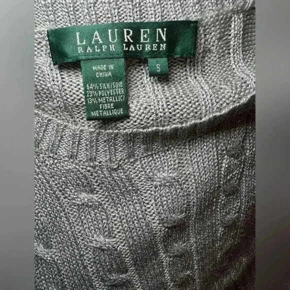 Lauren Ralph Lauren Sz Small Cable Knit Sweater Metallic Sparkle Holiday - Picture 3 of 3
